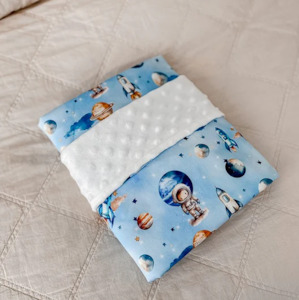 Space Rockets Minky Blanket
