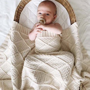 Cream Organic Knitted Blanket