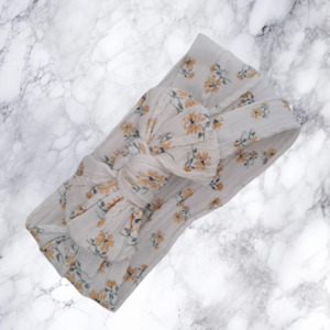 Stretch Bow Headband - Yellow Floral
