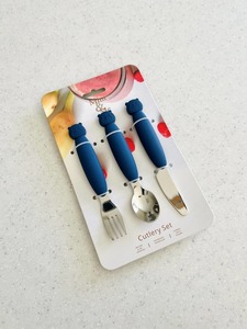 Tableware: Mini & Me Metal Cutlery Set Blueberry