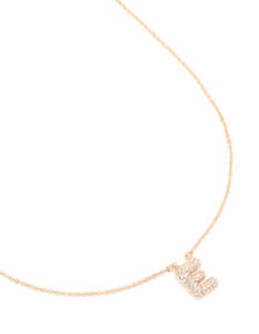 Kids Gold Cubic Zirconia Letter E Necklace