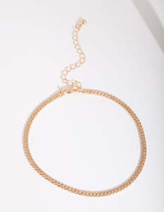 Anklets: Gold 3mm Herringbone Chain Anklet
