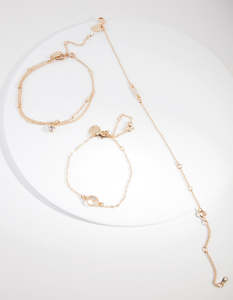 Gold Pearl Friendship Anklet Bracelet Pack