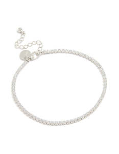 Silver Cubic Zirconia Tennis Anklet