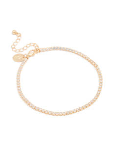 Anklets: Gold Plated Cubic Zirconia Tennis Anklet