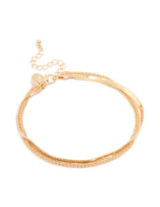 Anklets: Gold Triple Layered Mixed Chain Anklet
