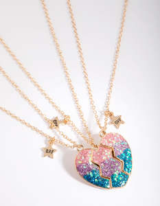 Kids Necklaces: Kids Glitter Heart Best Friend Necklace Pack