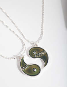 Kids Necklaces: Kids Silver BFF Yin & Yang Mood Necklace Pack