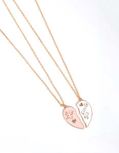 Kids Necklaces: Kids Gold Sisters Heart Necklace Pack