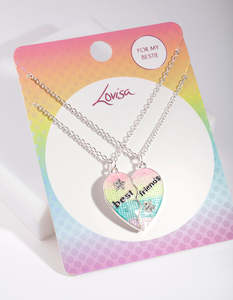Kids Necklaces: Kids Silver BFF Heart Necklace Pack