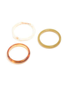 Gold Brown & Cream Acrylic Statement Large Bangles 3- Pack