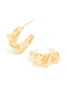 Waterproof Gold Plated Stainless Steel Crater Hoop Earrings