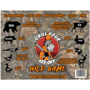 Nearing Out Of Date: Grill Your Ass Off - Wild Game Meat Temperature Magnet
