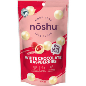 5 Frenzy: Noshu white chocolate raspberry bites 100g BB 11/01/25