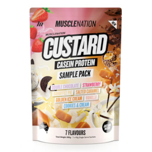 Protein Powder: CUSTARD Casein Protein- 7 flavour sample pack