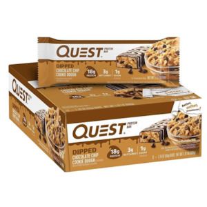 Quest Dipped Protein Bar Choc Chip Cookie Dough Box (12x 50g Bars)