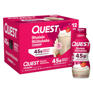 Clean Keto: 12 PACK BOX Strawberry Protein Shake, 45g Protein