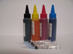 Refillable Ink Cartridges Refill Ink: Epson Ink with Refill Kit Syringes 100ml x 4 Model I