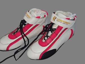 Lightning Race Gear: Race Boots SFI - White / Pink - SFI 3.3