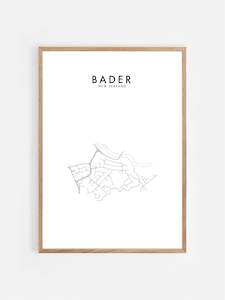 Hometown Print: BADER, HAMILTON, NZ HOMETOWN PRINT