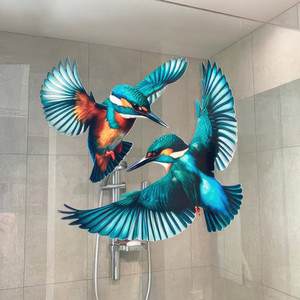 Products: SPECIAL - TWIN Kingfisher decal for glass 40 x 36cm