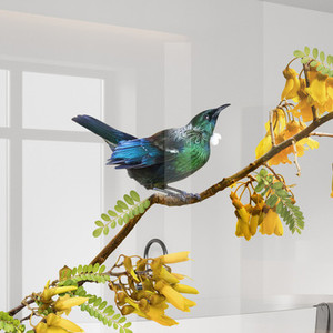 Products: SPECIAL - Tui on Kowhai large glass decal 820 x 1020mm