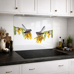 Products: SPECIAL Fantail on Kowhai 900 x 750mm DIY install printed glass splashback
