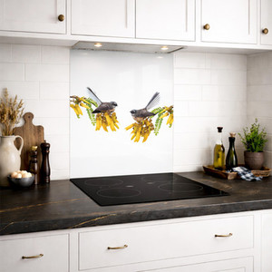 Products: SPECIAL Fantail on Kowhai 600 x 750mm DIY install printed glass splashback