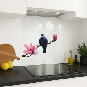 Products: SPECIAL Tui in Pink Magnolia 600 x 750mm DIY install printed glass splashback
