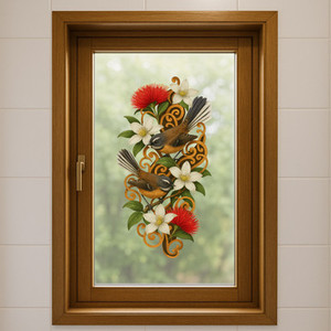 Products: SPECIAL - 'Summertime Fantails' decal for glass - 40 x 20cm