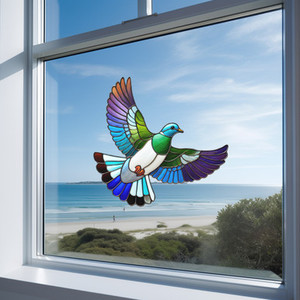 Products: Stained glass look SINGLE Kereru decal 40 X 40cm