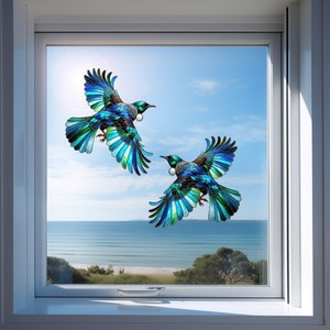 Products: SPECIAL - Stained glass look TWIN Tui decal 30 X 30cm each
