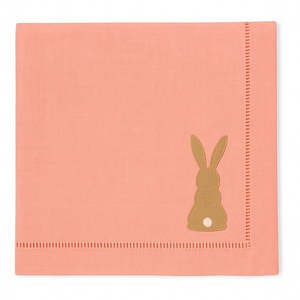 Our Napkins: Easter Bunny – 100% Linen Embroidered Dinner Napkin (Sold Individually)