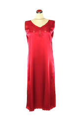 Silk Satin Fleur Nightdress - Red