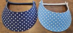 Accessories: Sun Visors - Navy Polka and Powder Blue Polka