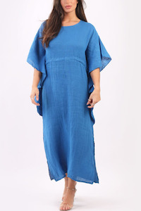 Linen Maxi Dress: Linen Kaftan Dress - Royal