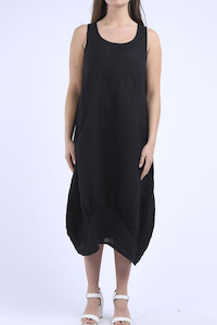 Round Neck, Ribbed Sides - Black