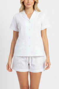 Pyjamas: Hand Embroidered Cotton Shortie PJ