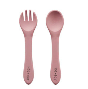 Baby: Toddler Silicone Cutlery Set | Dusty Pink