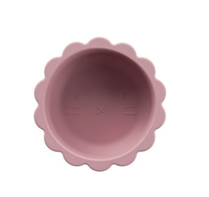 Baby: Silicone Suction Lion Bowl | Dusty Pink