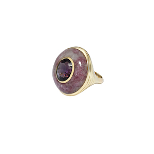 Products: ONE OF A KIND LOLLIPOP RING - 4ct Amethyst in Hand Carved Lepidolite Lulu's Collective