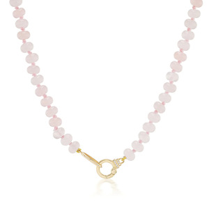 Products: BEADED ROSE QUARTZ 18 - carat gold and diamond necklace Lulu's Collective