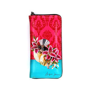 Accessories: Long Wallet Zip-Around - Angie Denis, Fantail/Lilies - NZ ARTISTS COLLECTION