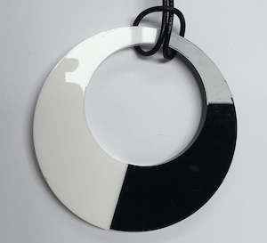 Gift: Black and White Retro Circle Necklace - TWO BLONDE BOBS