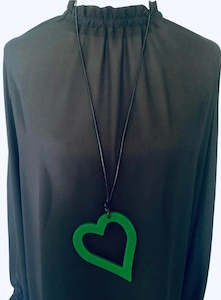 Two Blonde Bobs: Large Green Open Heart Necklace - TWO BLONDE BOBS