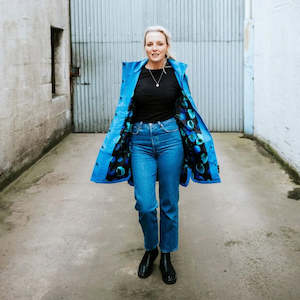 Jacket: Billie Rain Coat - Imperial Blue w Night Bloom - MOKE