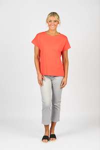 The Dark Room: Drop Sleeve Top Stepped Hem - Aperol - VASSALLI