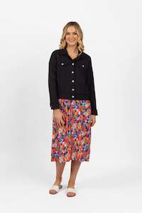 The Dark Room: Linen Jacket with Frayed Seams - Navy - VASSALLI