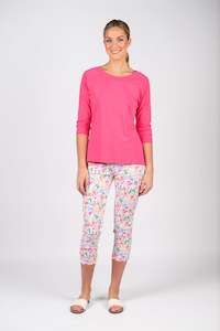 Boat Neck 3/4 Sleeve Top - Fuchsia - VASSALLI