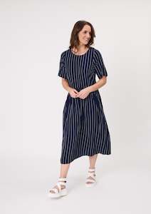 Monroe Dress - Navy Stripe - LEMON TREE